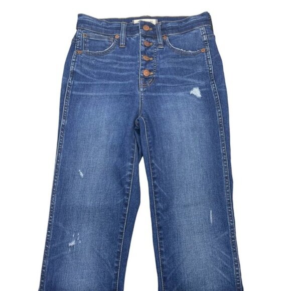 MADEWELL 10" High Rise Skinny Jean Sz 24 Distressing Raw Hem - Picture 3 of 8